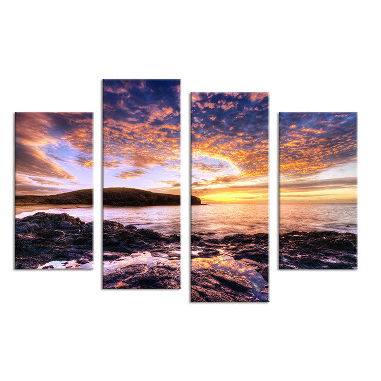 4PCS beautiful sunset seascape  Wall painting print on canvas for home decor ideas paints on wall pictures art No framed