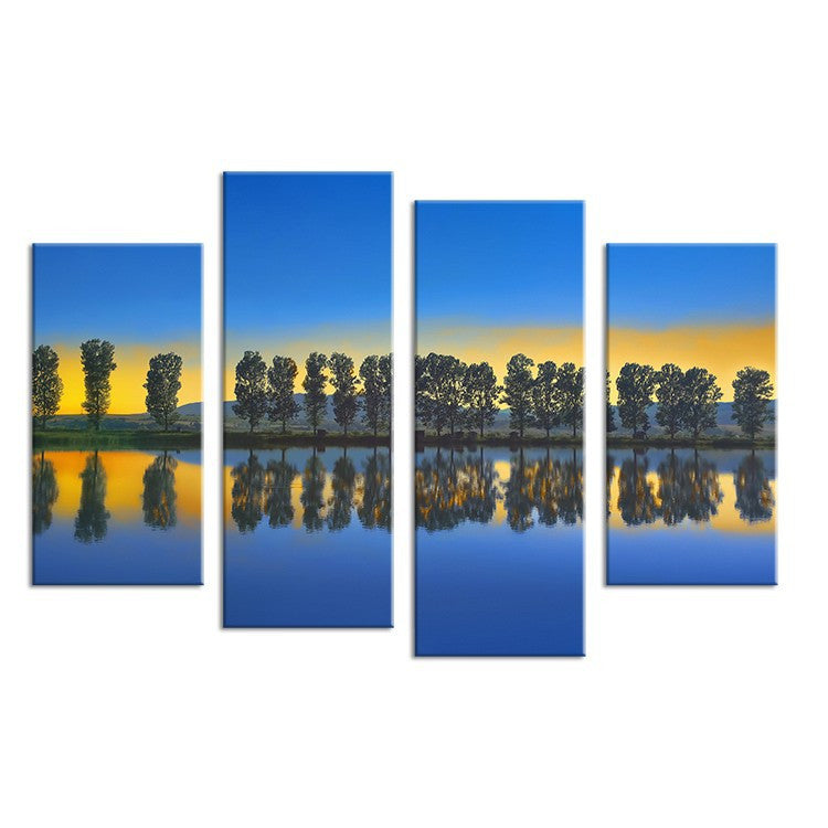 4PCS paints tree in the river scape Wall painting print on canvas for home decor ideas paints on wall pictures art No framed