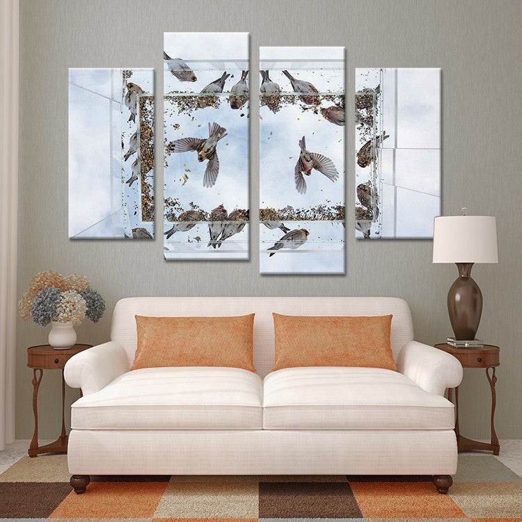 4PCS birds fly on the sky Wall painting print on canvas for home decor ideas paints on wall pictures art No framed
