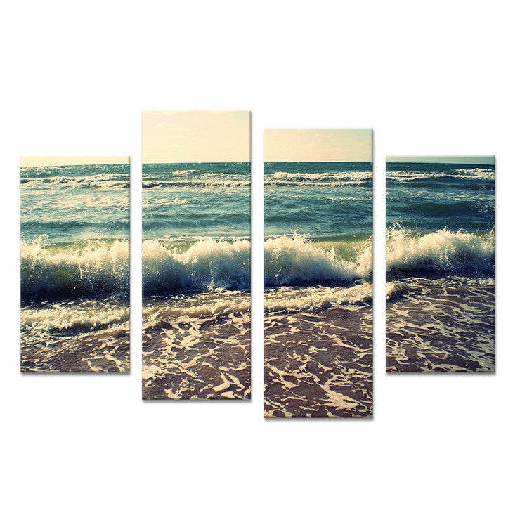 4PCS wave seacape  living rooms set Wall painting print on canvas for home decor ideas paints on wall pictures art No framed