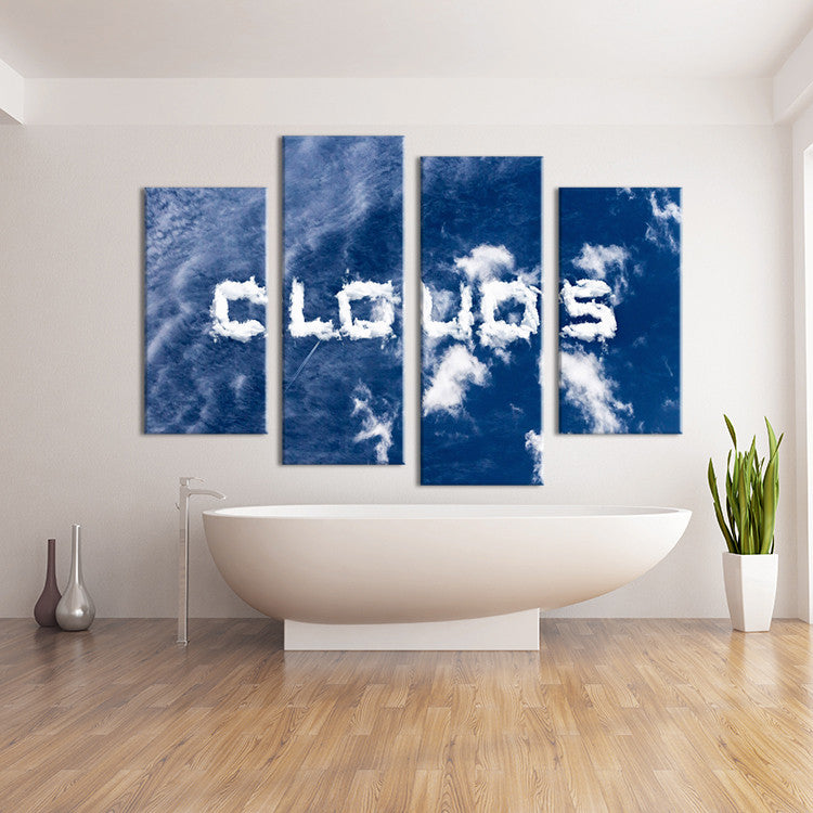4PCS cloud words set paints Wall painting print on canvas for home decor ideas paints on wall pictures art No framed