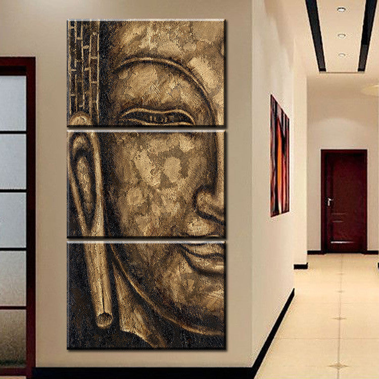 Free Shipping High Quality HD Group Oil Painting 3 Panel Wall Art Religion Buddha Oil Painting On Canvas NO Framed wall picture