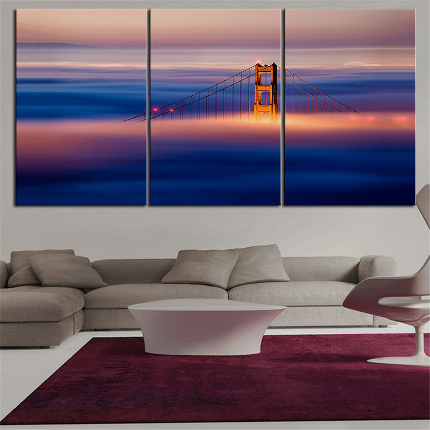 NO FRAME 3pcs golden gate bridge golden gate briusa Printed Oil Painting On Canvas wall Painting for Home Decor Wall picture