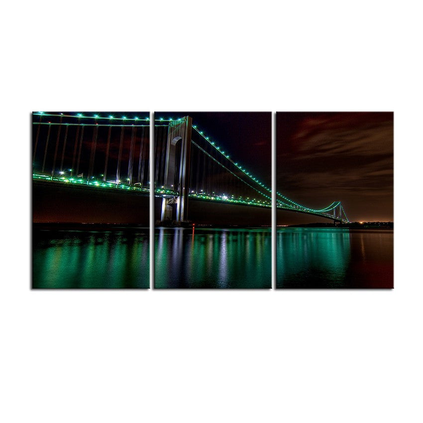 NO FRAME 3pcs the golden gate bridge night view wide Printed Oil Painting On Canvas wall Painting for Home Decor Wall picture