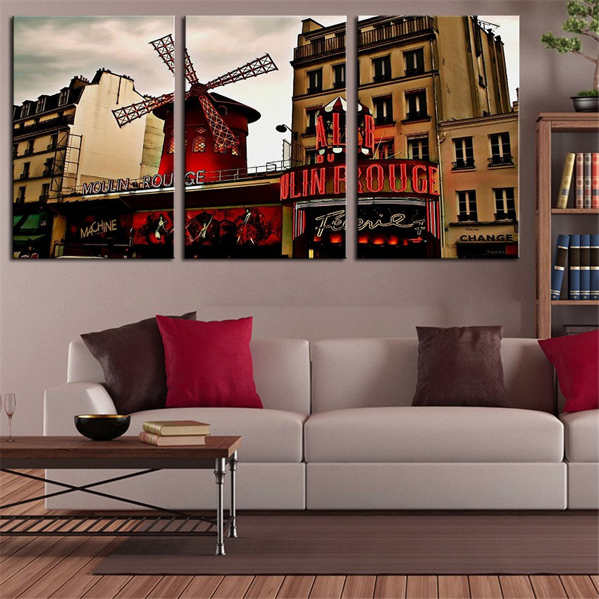 NO FRAME 3pcs moulin-rouge-bolero-paris Printed Oil Painting On Canvas Oil Painting for Home Decor Wall Decor