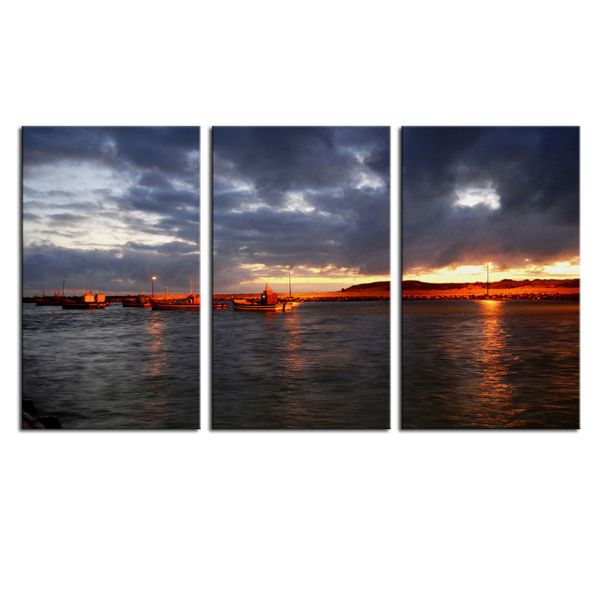 NO FRAME 3pcs agulhas sunset Printed Oil Painting On Canvas wall Painting for Home Decor Wall picture
