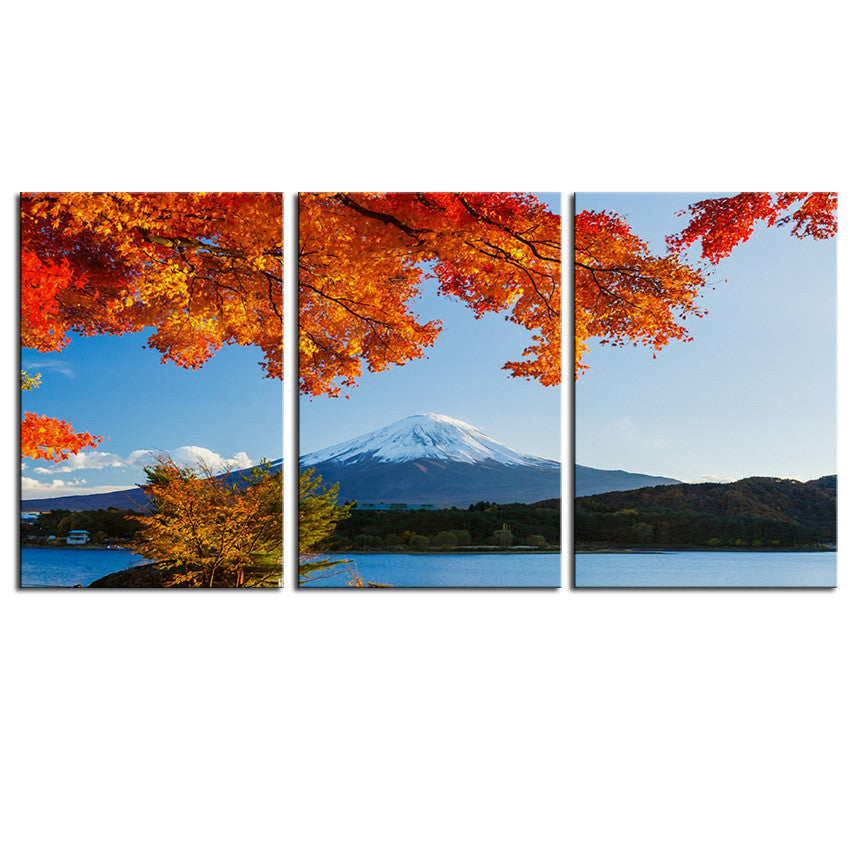 NO FRAME 3pcs autumn trees winter mountain Printed Oil Painting On Canvas wall Painting for Home Decor Wall picture