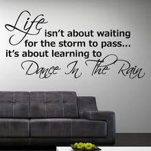 Load image into Gallery viewer, Life Isn&#39;t About Waiting for the Storm to Pass, It&#39;s about learning to Dance in the Rain Wall Sticker Decal Vinyl Art Quote
