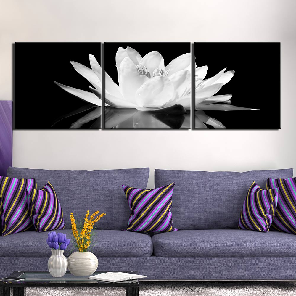 3 pieces abstract Black and white Flower blossom Square Canvas Painting Print On Canvas Wall Art modular pictures living room