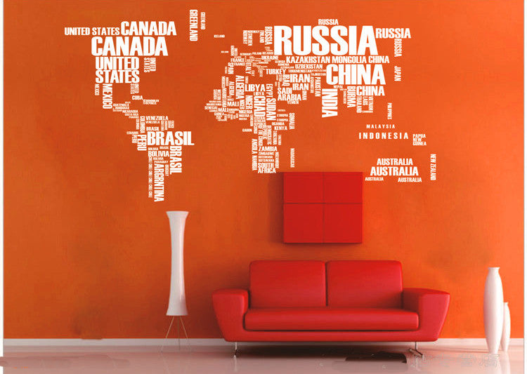 Text World map wall decals - WallDecal